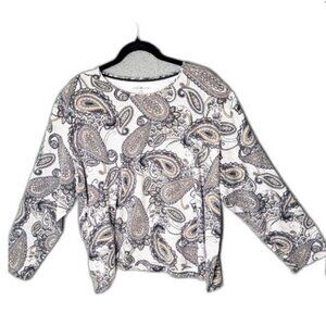 Croft & Barrow Women's Top 3X Pullover Top Brown Tones Paisley Soft 100% Cotton